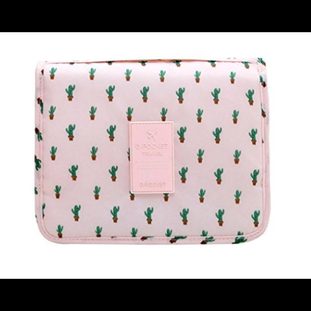 Pink Cactus Hanging Makeup/Tolietry Bag